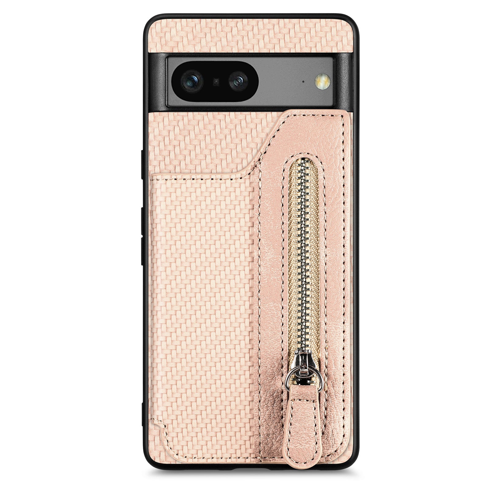 C1-04 For Google Pixel 7a Case Zipper Kickstand Leather Carbon Fiber Texture Back Cover C1-04 For Google Pixel 7a Case Zipper Kickstand Leather Carbon Fiber Texture Back Cover